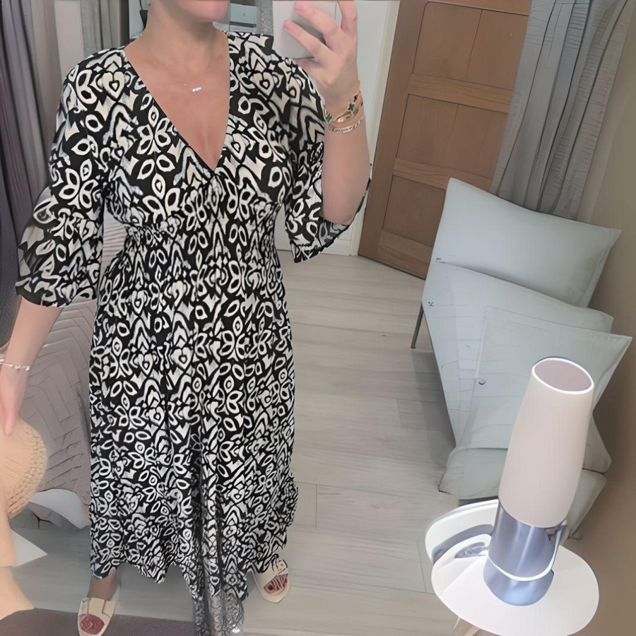 Dámské rozšiřující se šaty s boho potiskem