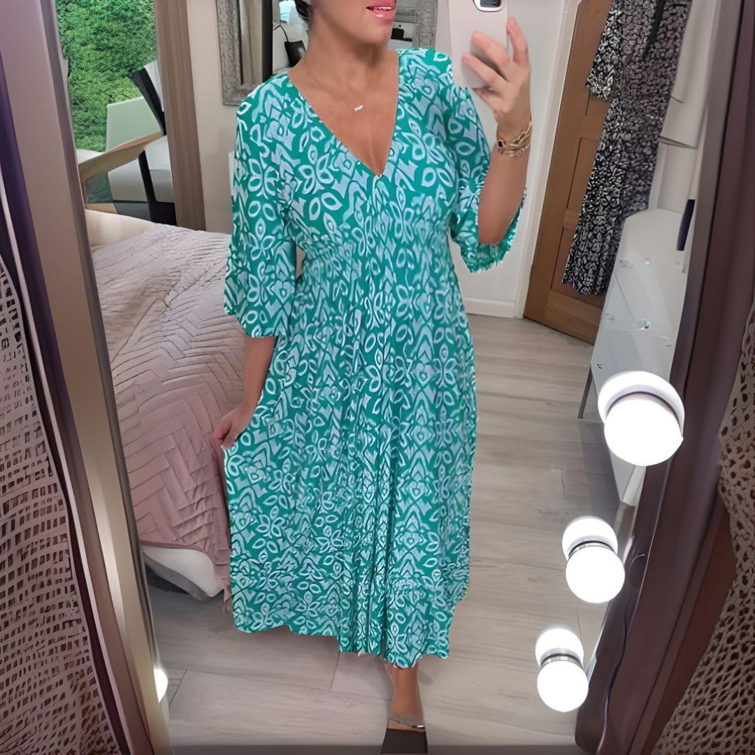 Dámské rozšiřující se šaty s boho potiskem