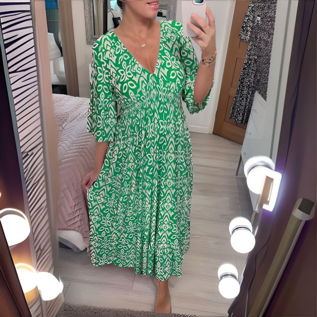 Dámské rozšiřující se šaty s boho potiskem