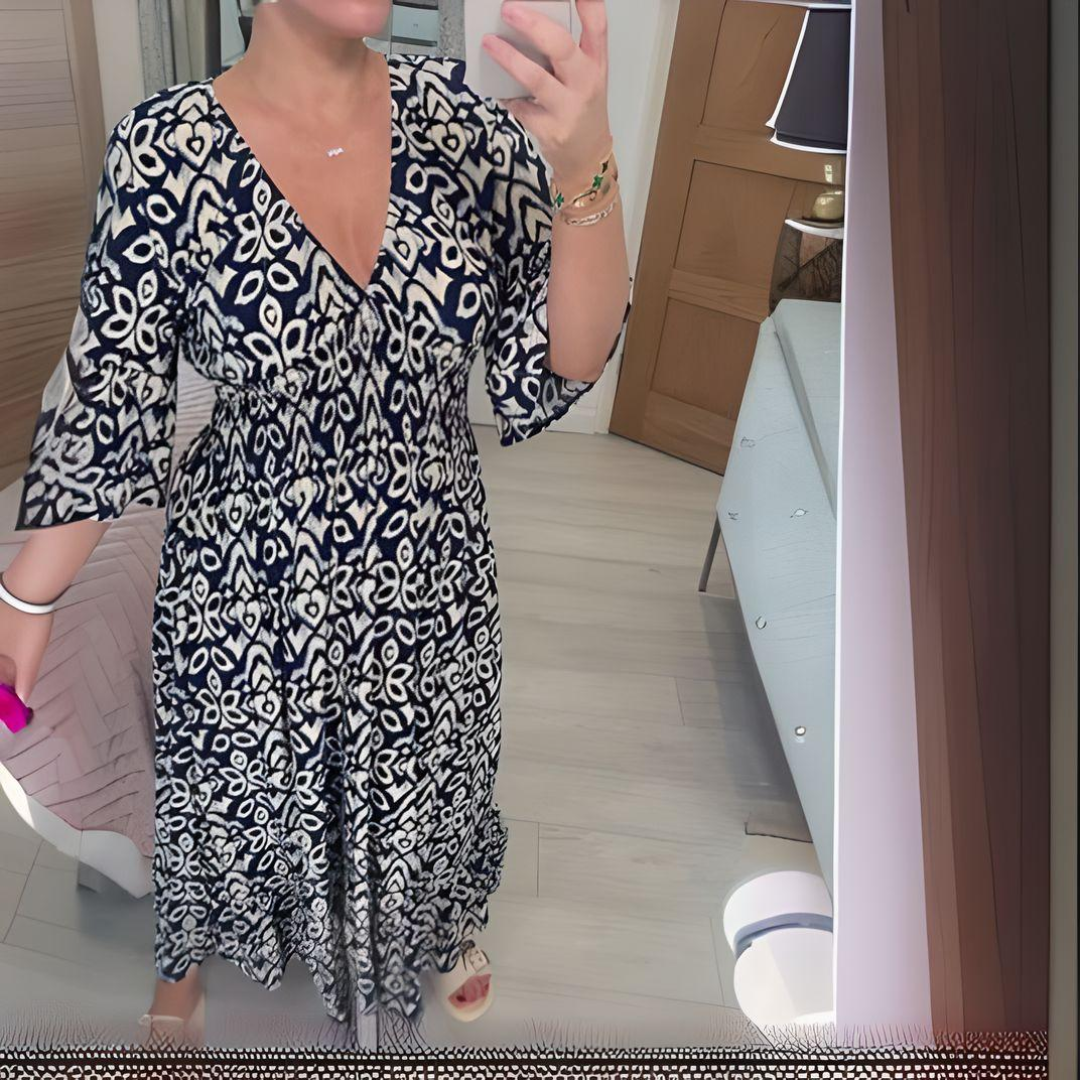 Dámské rozšiřující se šaty s boho potiskem