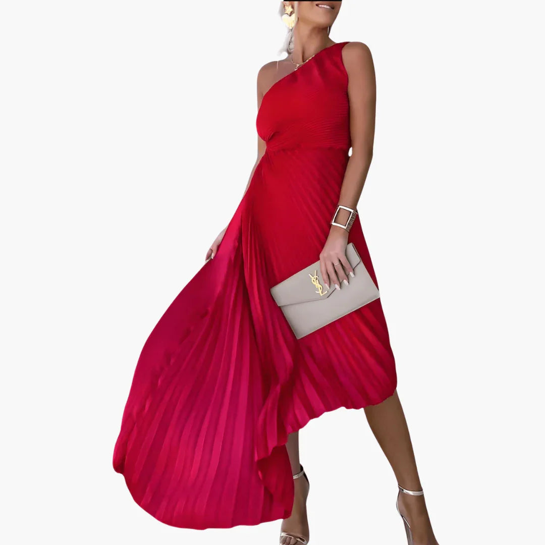 Dámské večerní šaty bez rukávů na jedno rameno v délce po kotníky