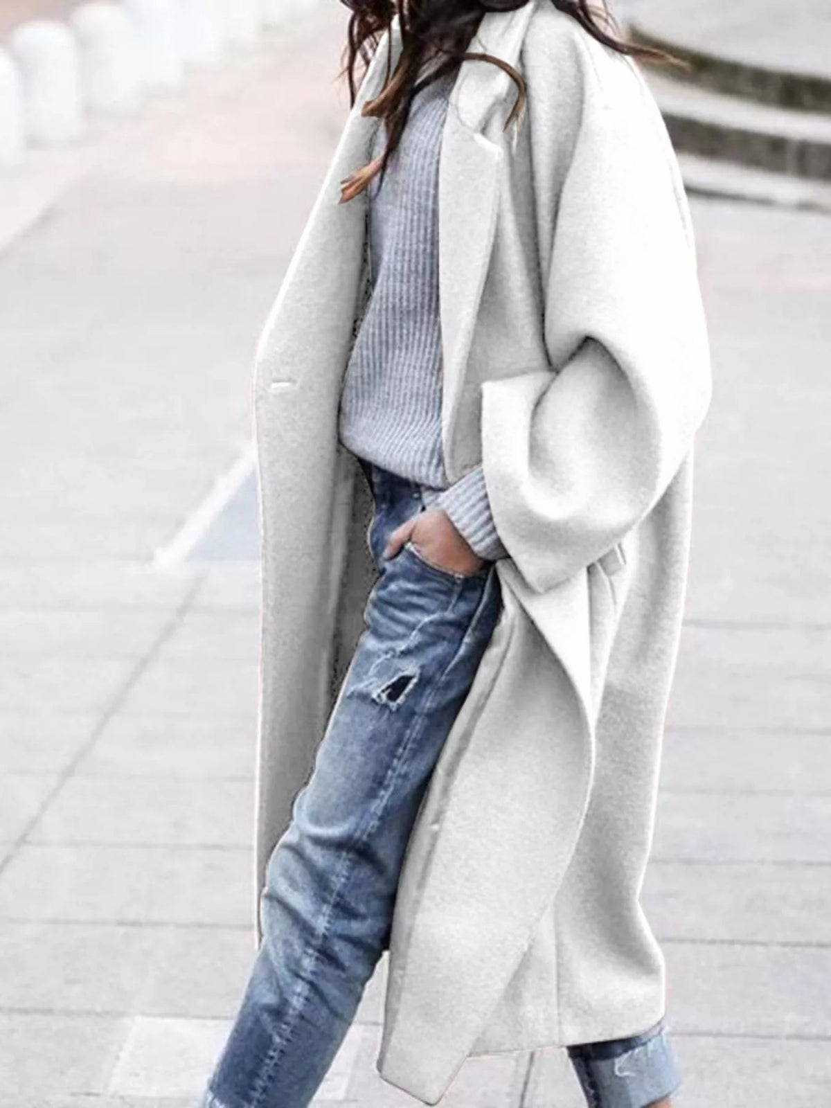 Dámský dlouhý kabát oversize