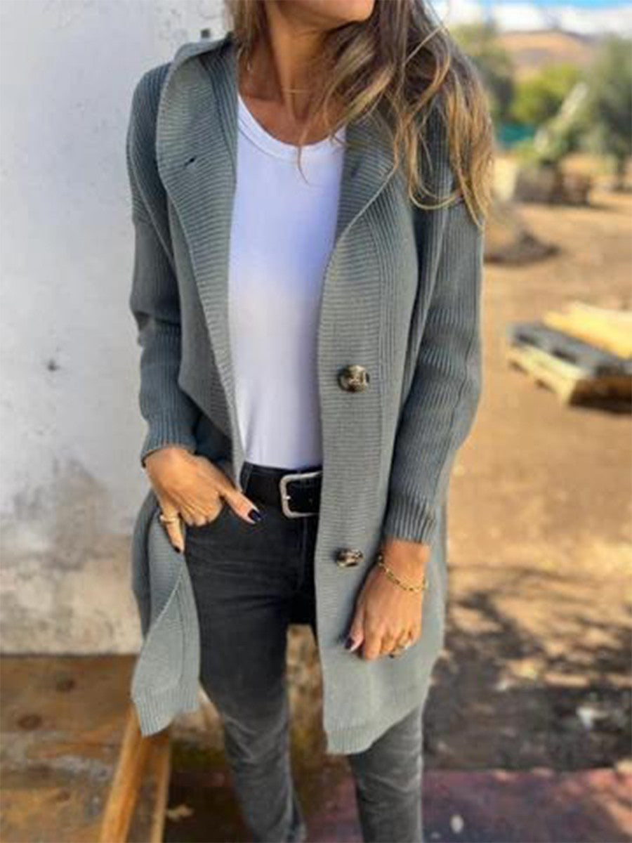 Dámský dlouhý kardigan s kapucí
