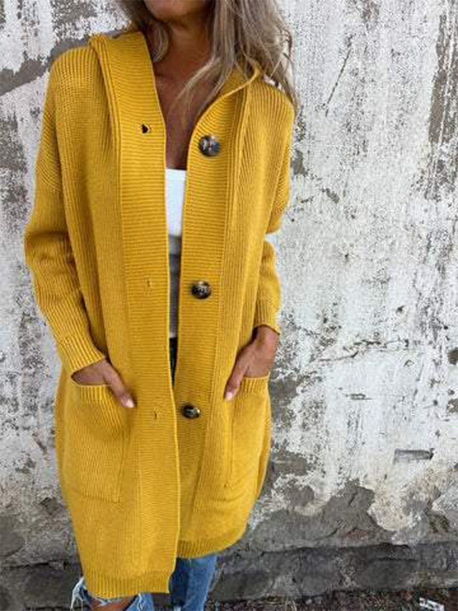 Dámský dlouhý kardigan s kapucí