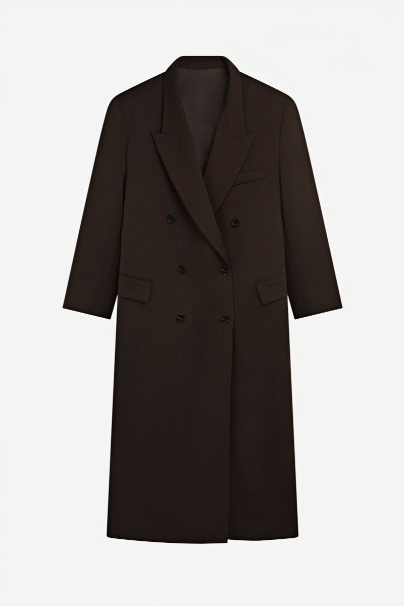 Dámský dlouhý oversized kabát – dvouřadý