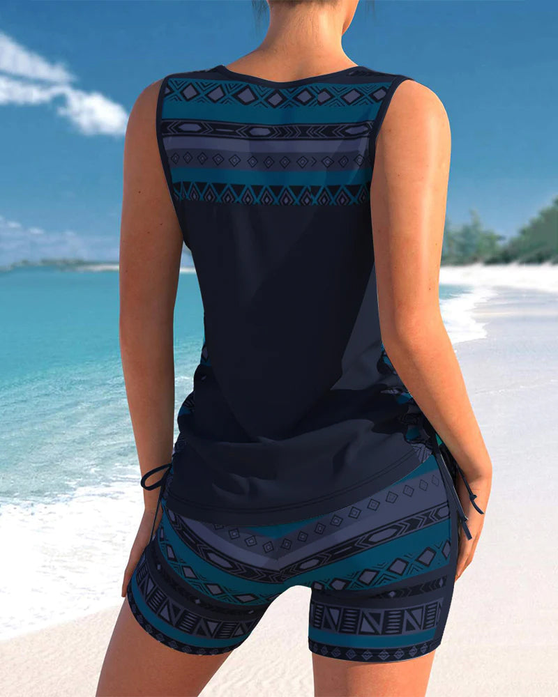 Dámský dvoudílný tankini set s výstřihem do V | Bez rukávů