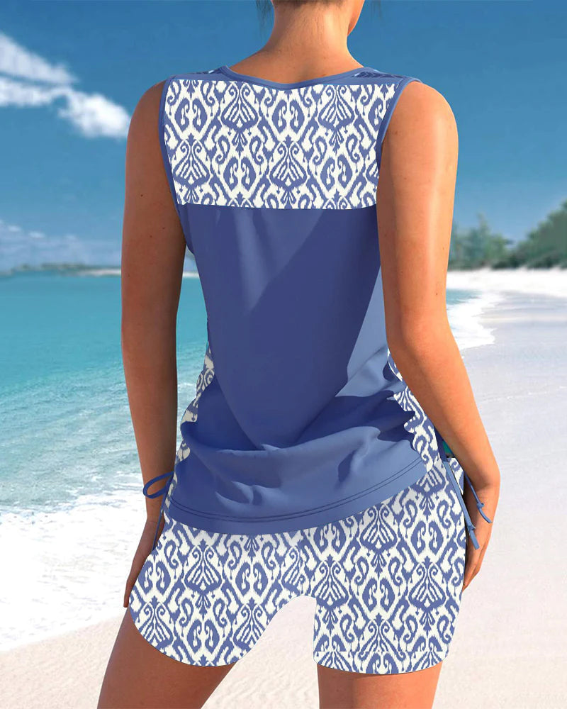 Dámský dvoudílný tankini set s výstřihem do V | Bez rukávů