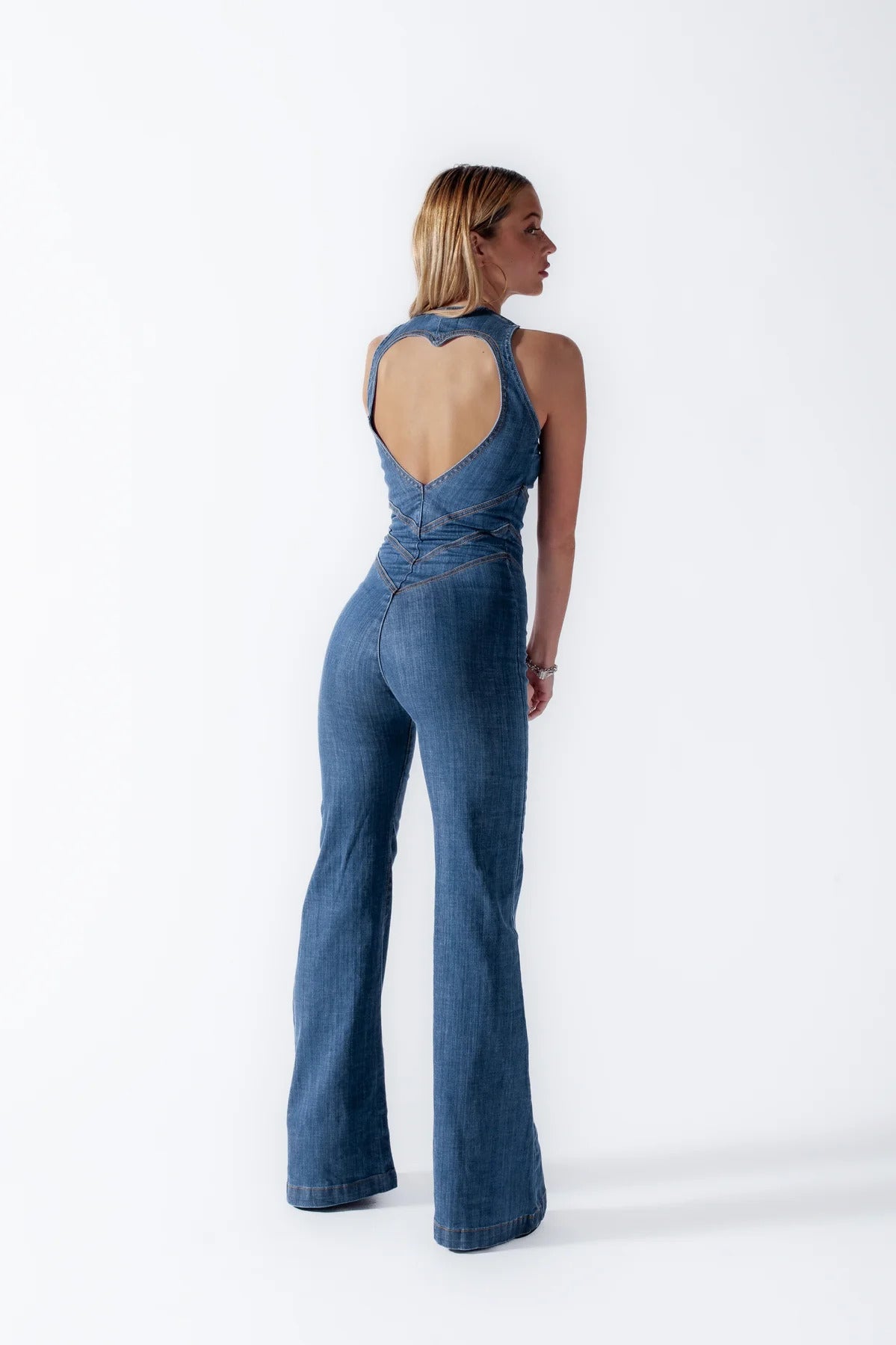 Dámský džínový overal na zip v moderním vintage stylu