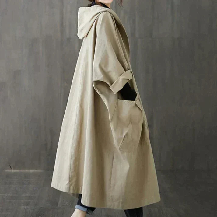 Dámský klasický oversize trenchcoat s páskem