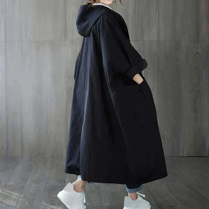 Dámský klasický oversize trenchcoat s páskem