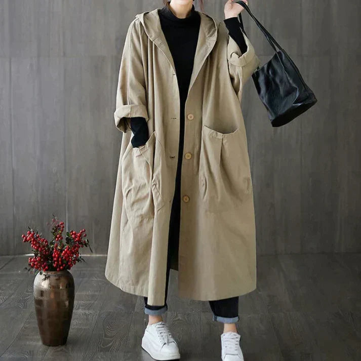 Dámský klasický oversize trenchcoat s páskem
