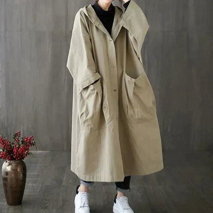 Dámský klasický oversize trenchcoat s páskem