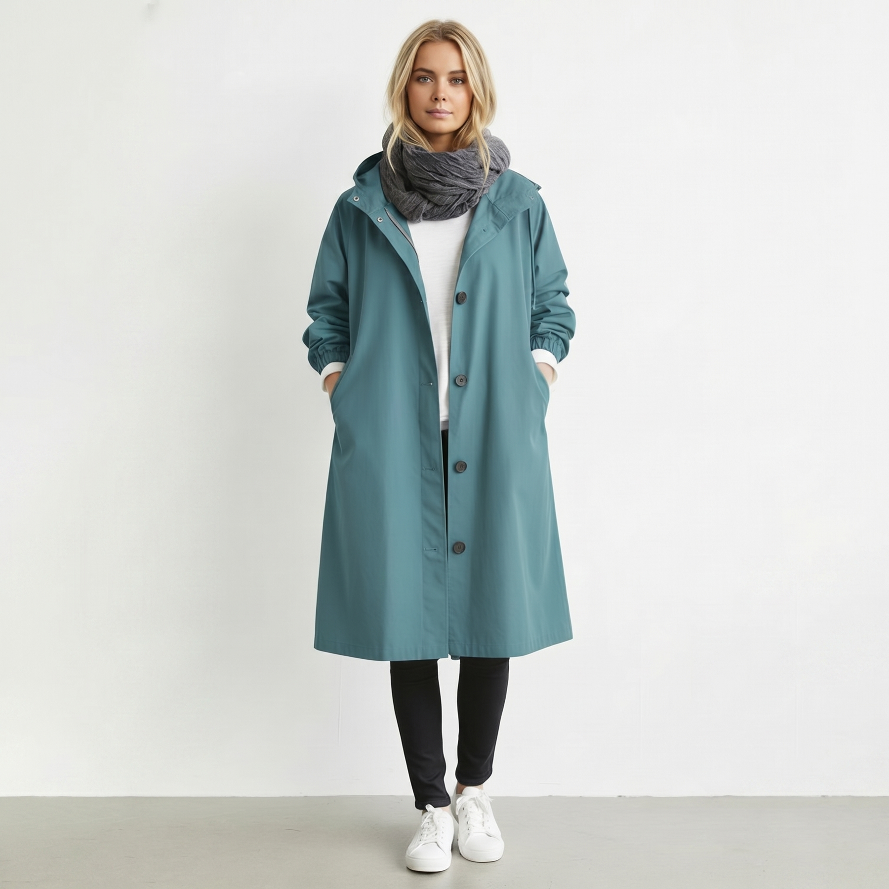 Dámský nepromokavý trenchcoat s kapucí | Bavlna | Elegantní zimní bunda