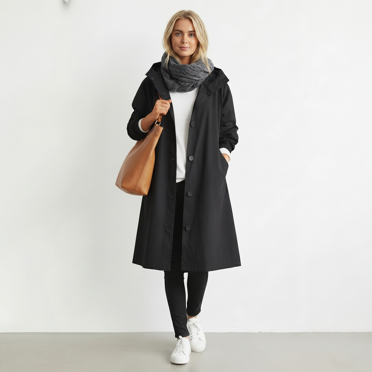 Dámský nepromokavý trenchcoat s kapucí | Bavlna | Elegantní zimní bunda