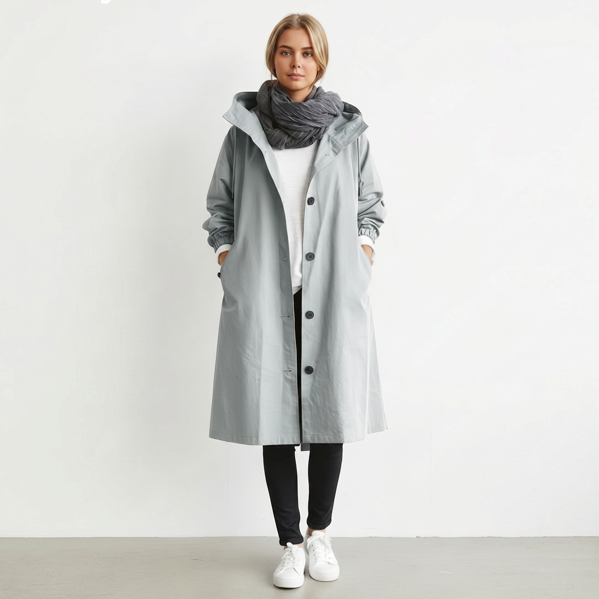 Dámský nepromokavý trenchcoat s kapucí | Bavlna | Elegantní zimní bunda