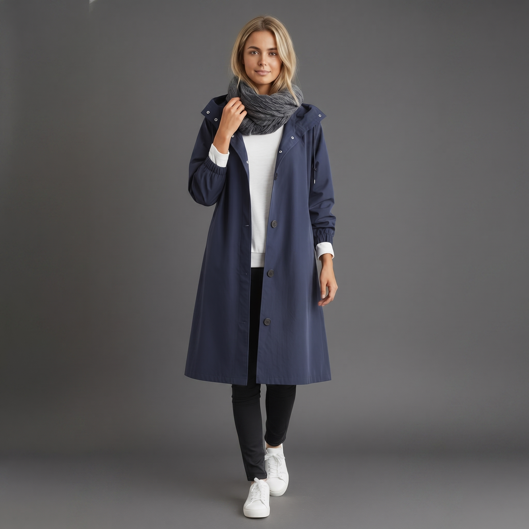 Dámský nepromokavý trenchcoat s kapucí | Bavlna | Elegantní zimní bunda
