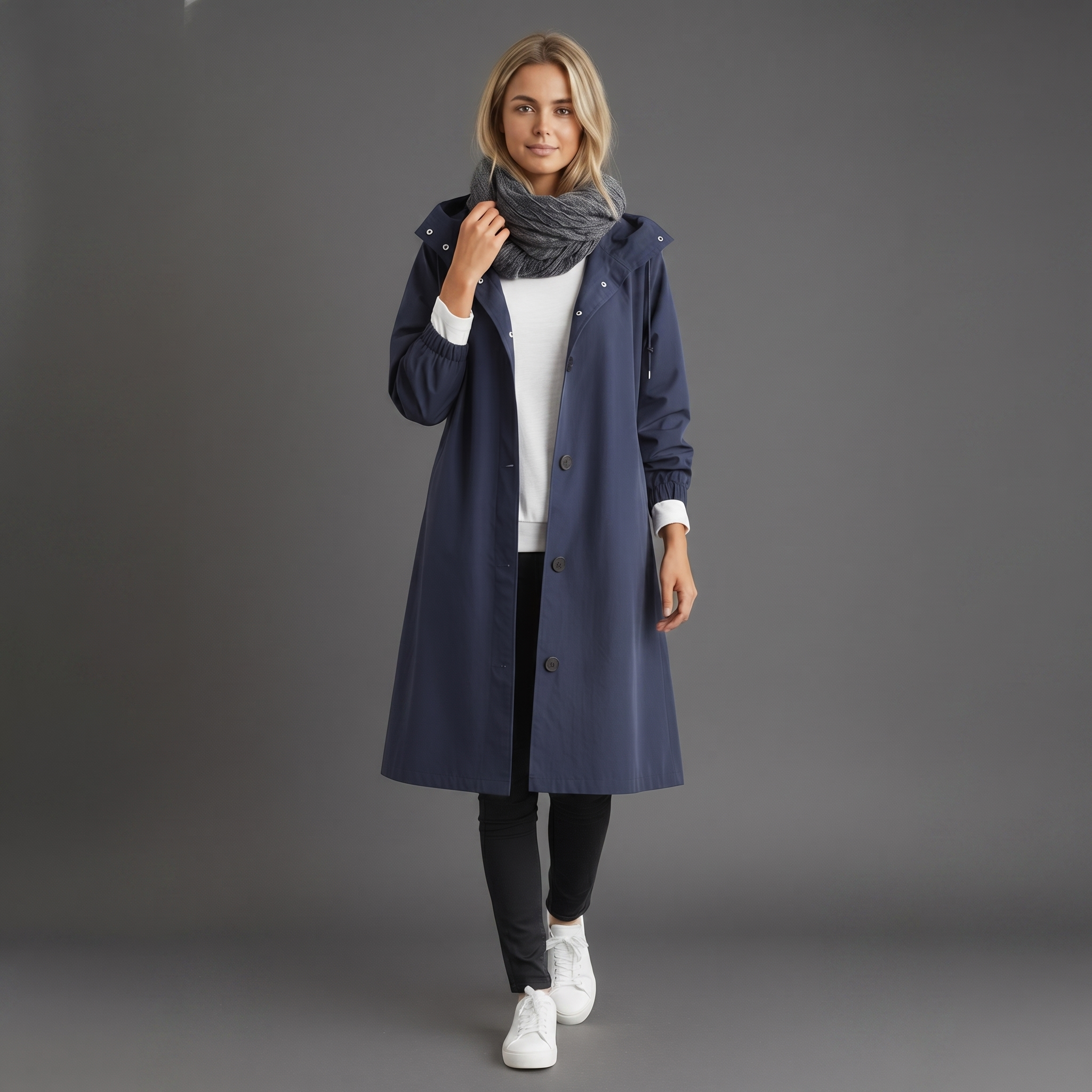 Dámský nepromokavý trenchcoat s kapucí | Bavlna | Elegantní zimní bunda
