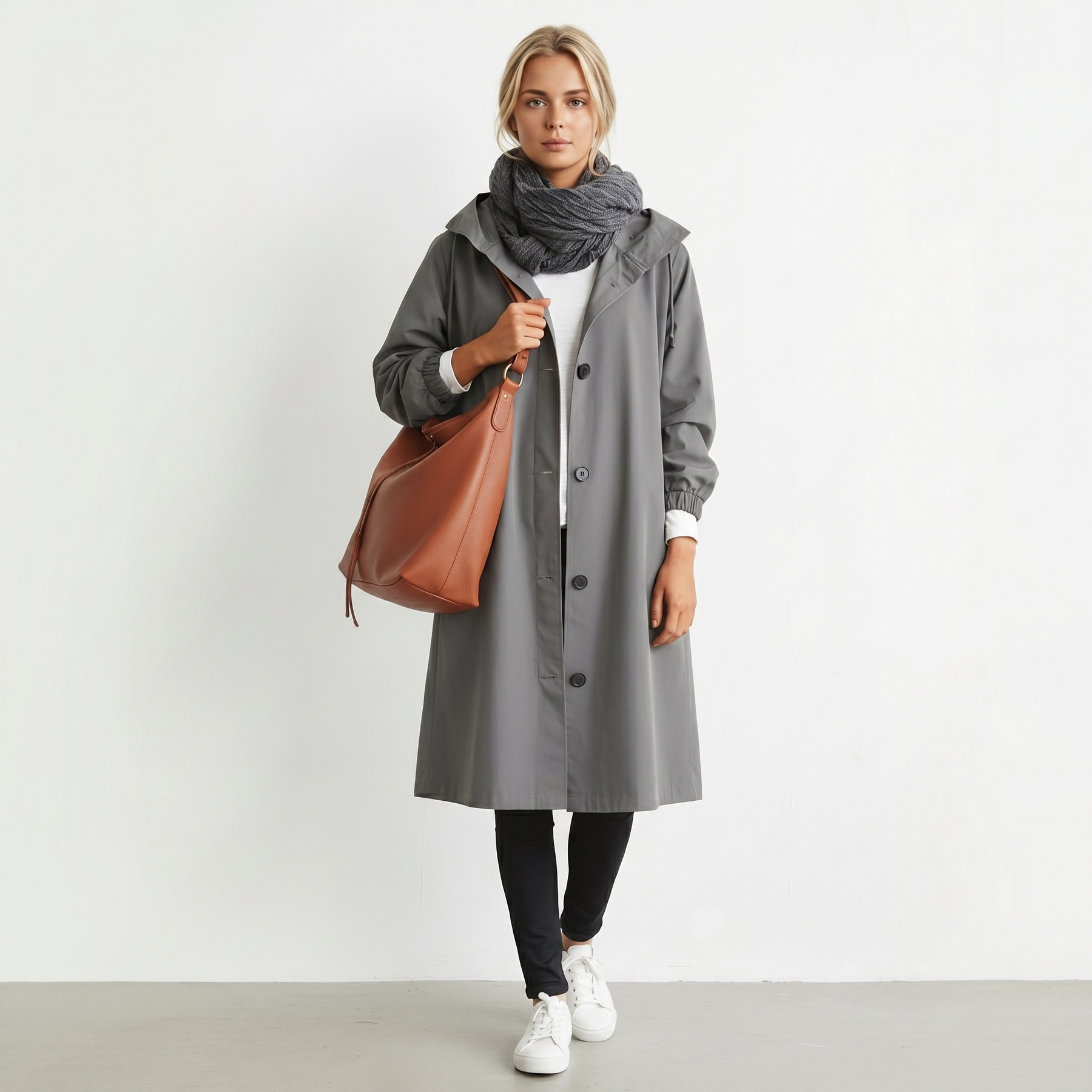 Dámský nepromokavý trenchcoat s kapucí | Bavlna | Elegantní zimní bunda