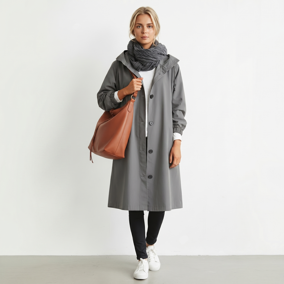 Dámský nepromokavý trenchcoat s kapucí | Bavlna | Elegantní zimní bunda