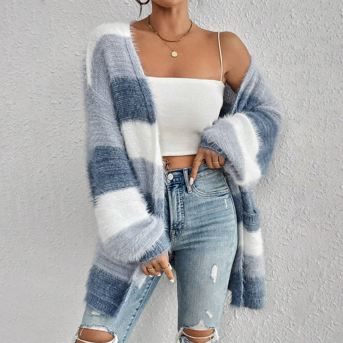 Dámský oversized kardigan bez zapínání