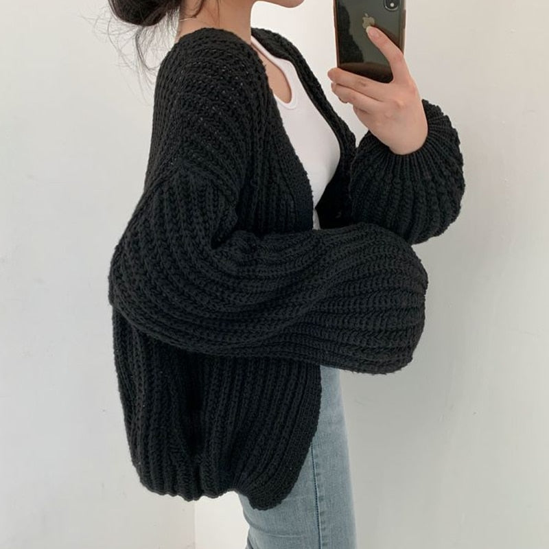 Dámský oversized kardigan bez zapínání