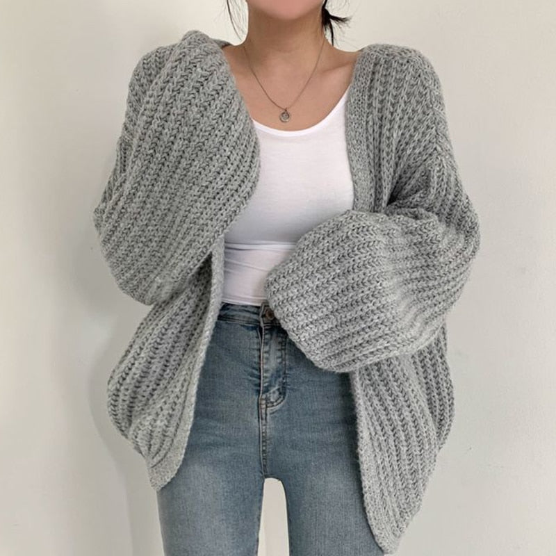Dámský oversized kardigan bez zapínání