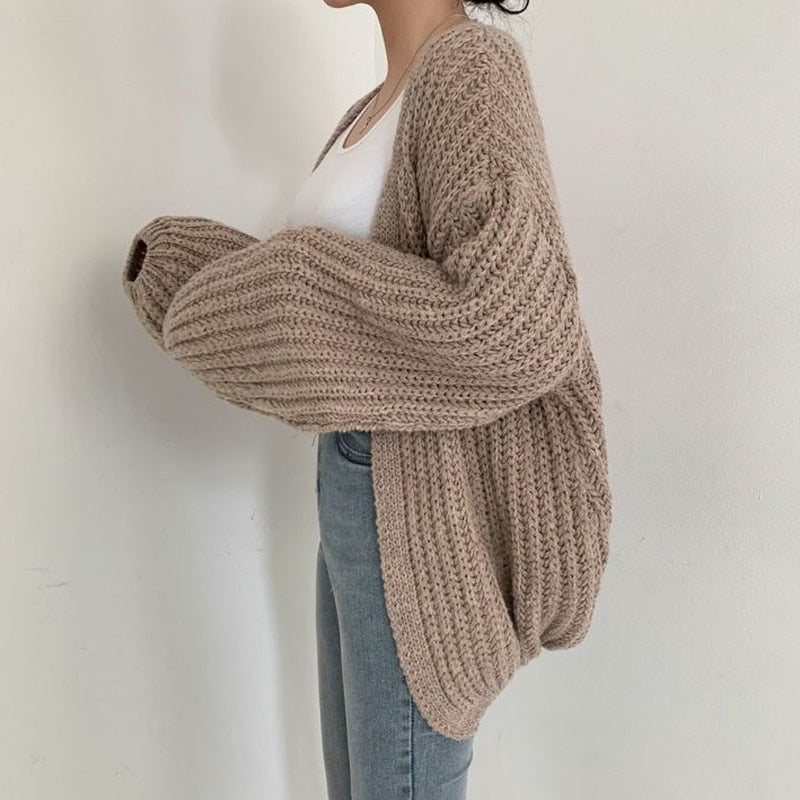 Dámský oversized kardigan bez zapínání