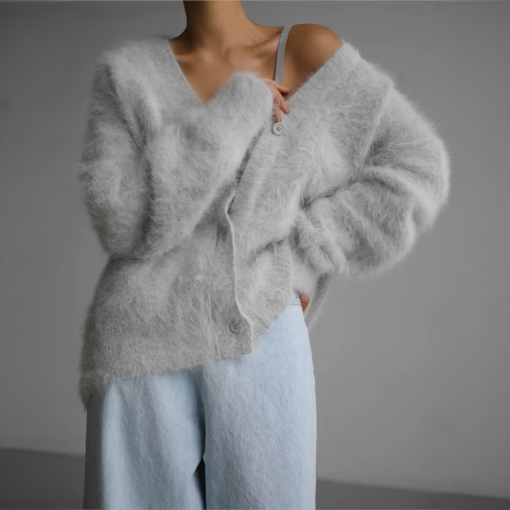 Dámský oversized kardigan na knoflíky