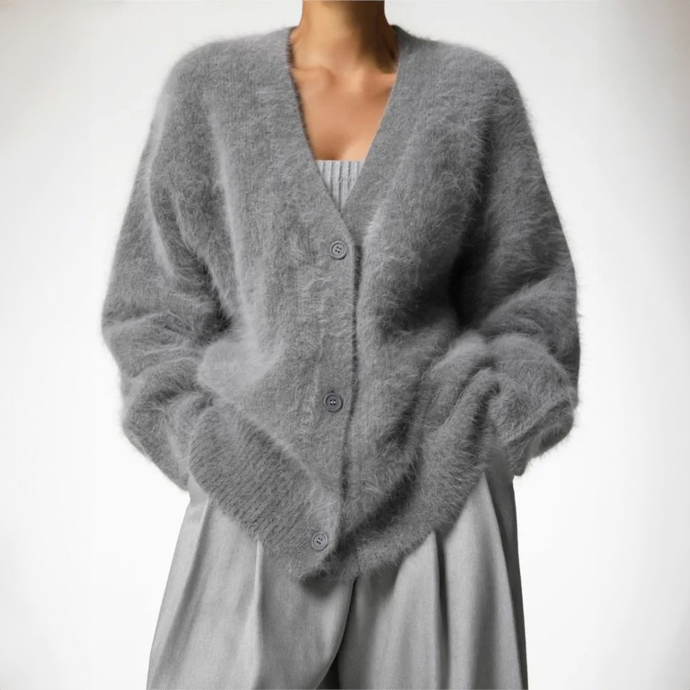Dámský oversized kardigan na knoflíky