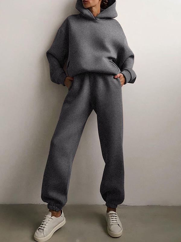 Dámský oversized teplákový set s mikinou s kapucí
