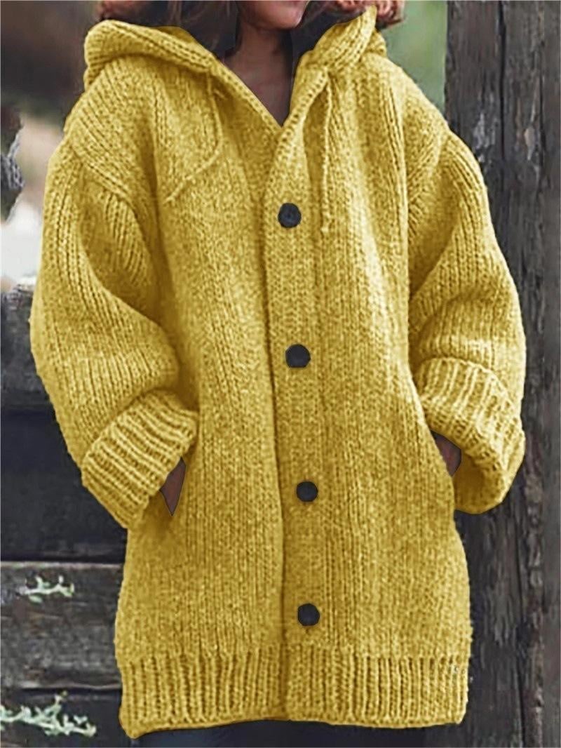 Dámský pletený oversized kardigan s kapucí