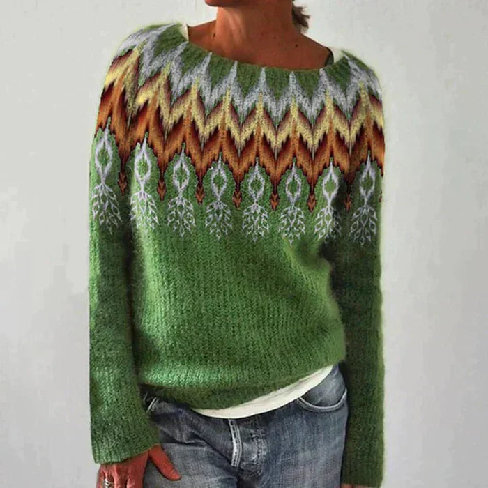 Dámský pletený svetr s vzorem Fair Isle