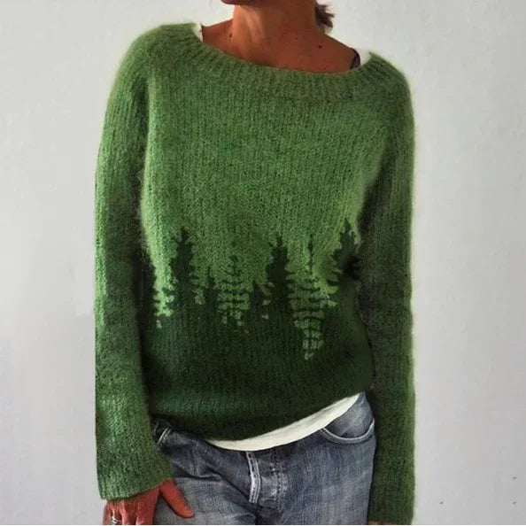 Dámský svetr s kulatým výstřihem a vzorem Fair Isle