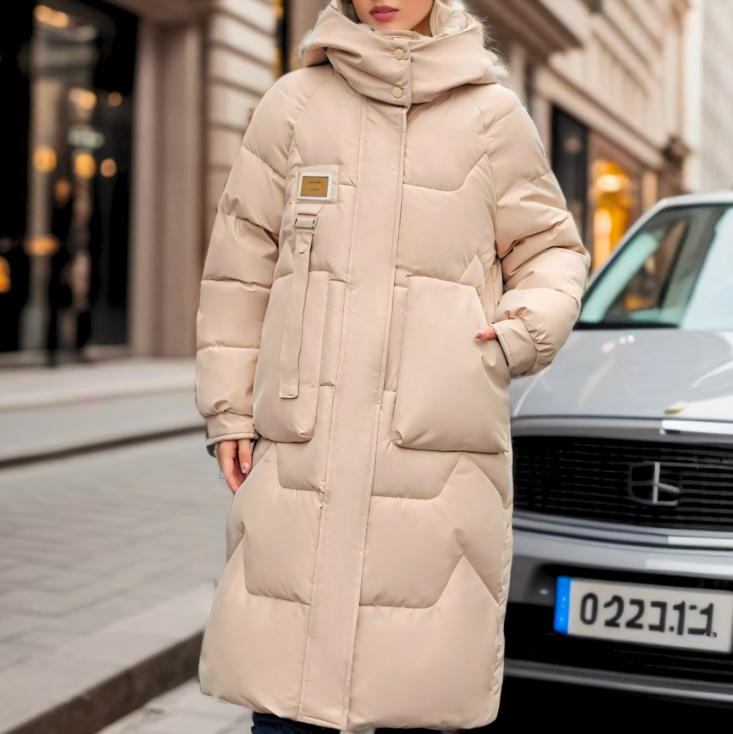 Dlouhý oversized prošívaný dámský kabát
