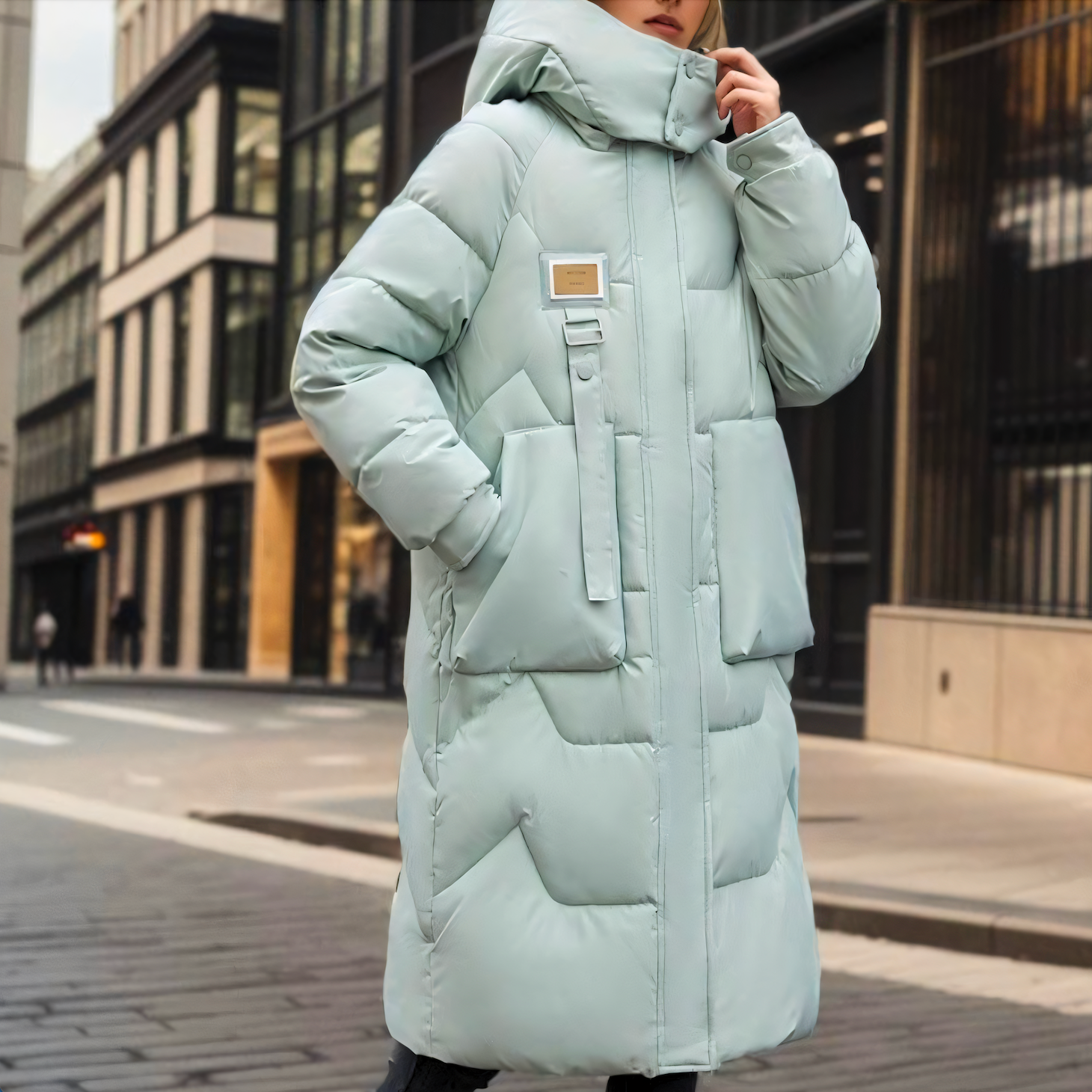 Dlouhý oversized prošívaný dámský kabát