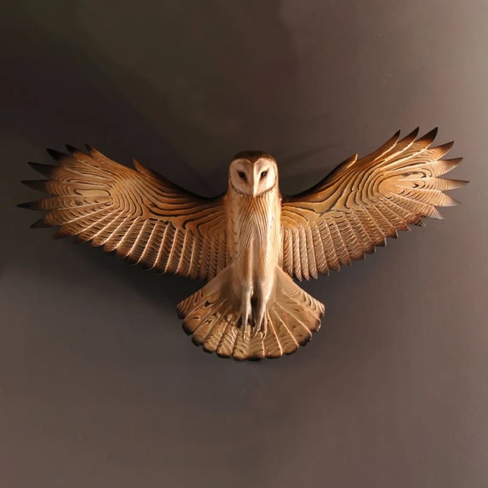 Dřevěná nástěnná dekorace – Sova „Majestic“