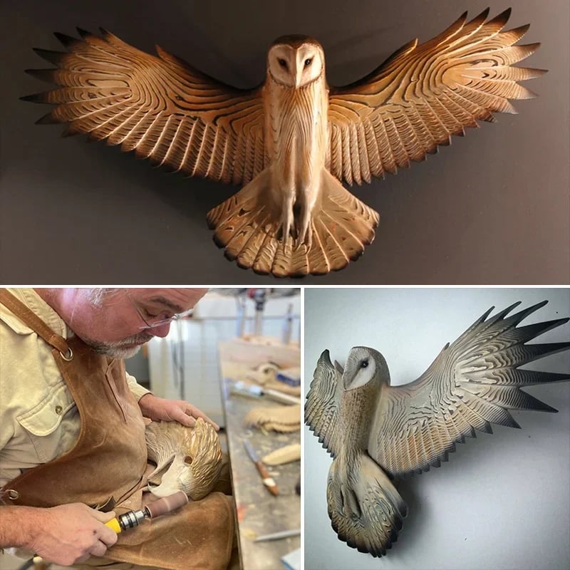Dřevěná nástěnná dekorace – Sova „Majestic“