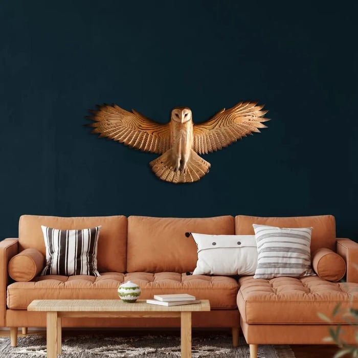 Dřevěná nástěnná dekorace – Sova „Majestic“