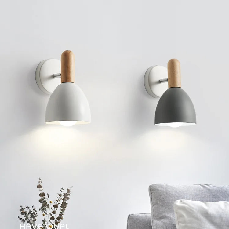 Dřevěná nástěnná lampa v severském stylu | Nastavitelné noční světlo