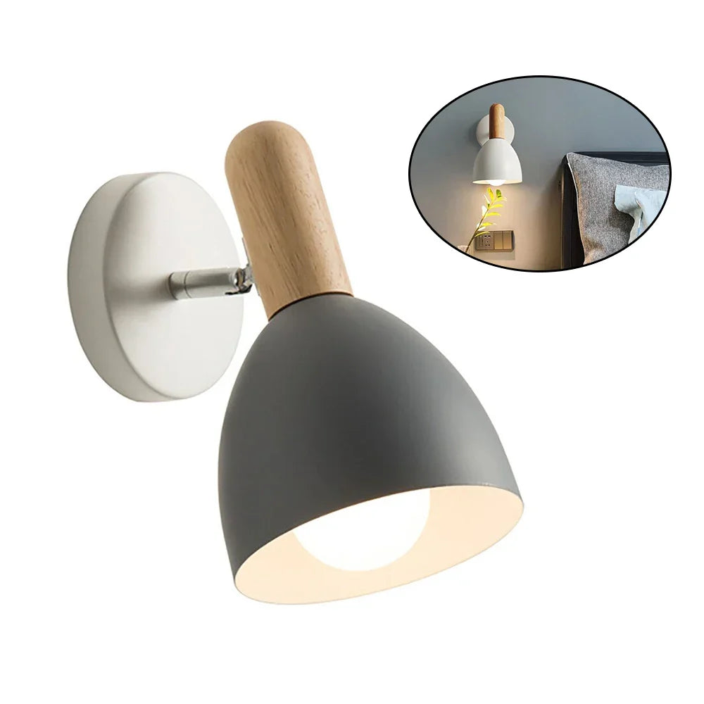 Dřevěná nástěnná lampa v severském stylu | Nastavitelné noční světlo