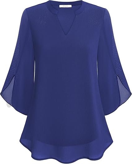 Elegantní blůza s 3/4 rukávem z splývavého materiálu