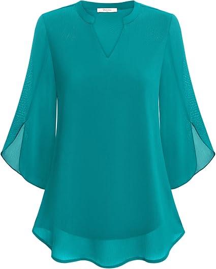 Elegantní blůza s 3/4 rukávem z splývavého materiálu