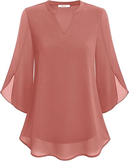 Elegantní blůza s 3/4 rukávem z splývavého materiálu