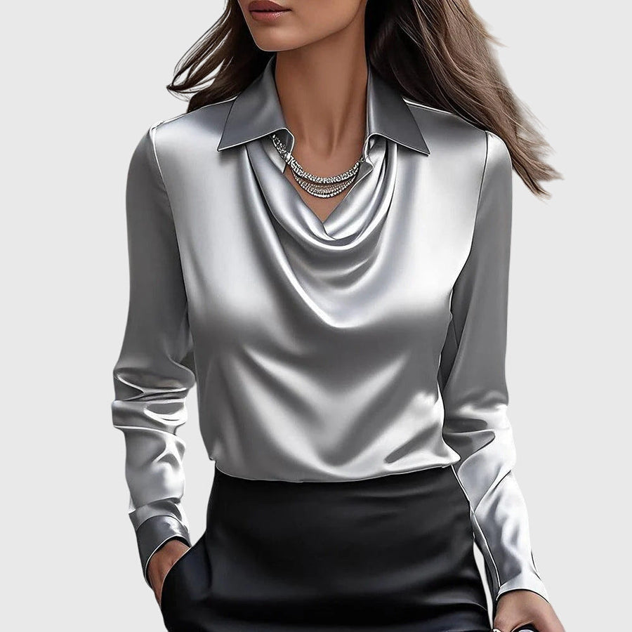 Elegantní dámská halenka s řasením a splývavým střihem z jemné tkaniny pro každodenní nošení