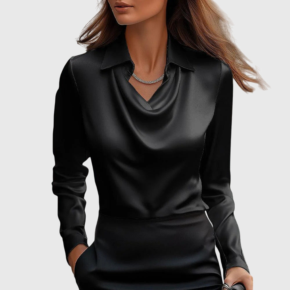 Elegantní dámská halenka s řasením a splývavým střihem z jemné tkaniny pro každodenní nošení