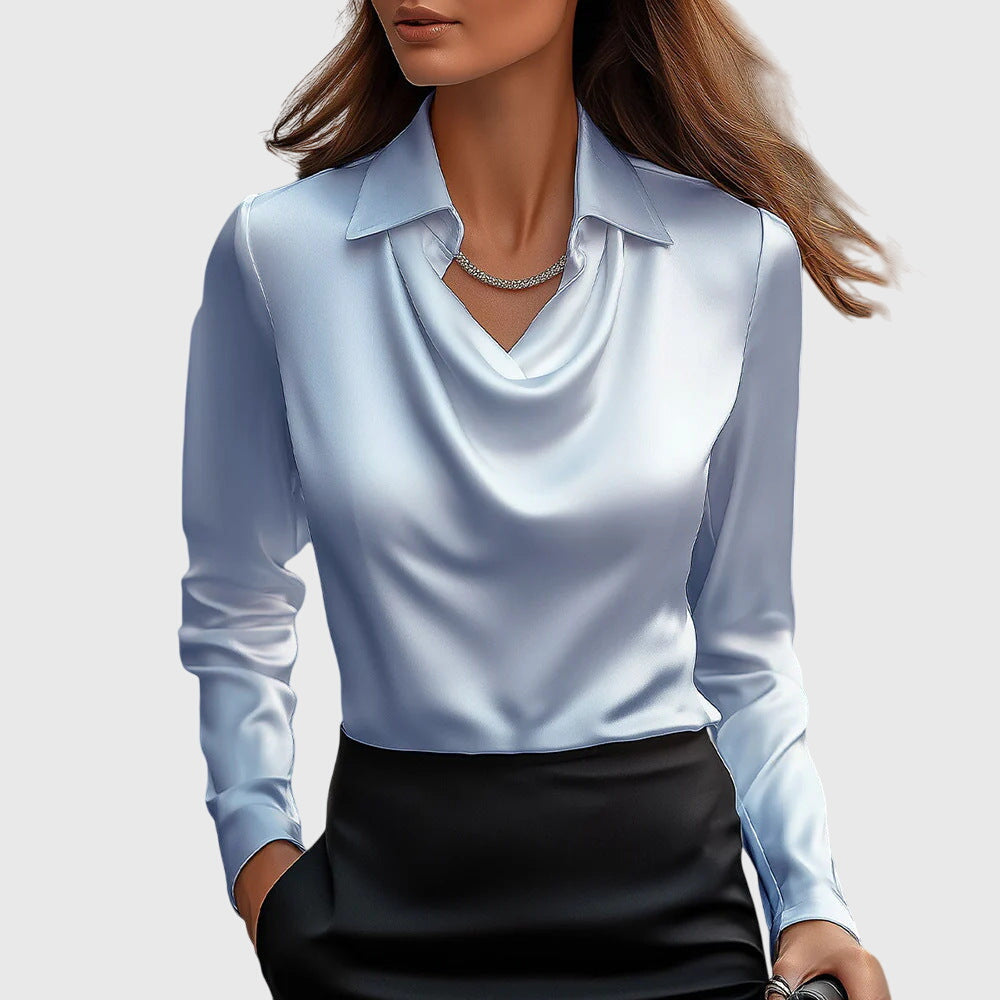 Elegantní dámská halenka s řasením a splývavým střihem z jemné tkaniny pro každodenní nošení