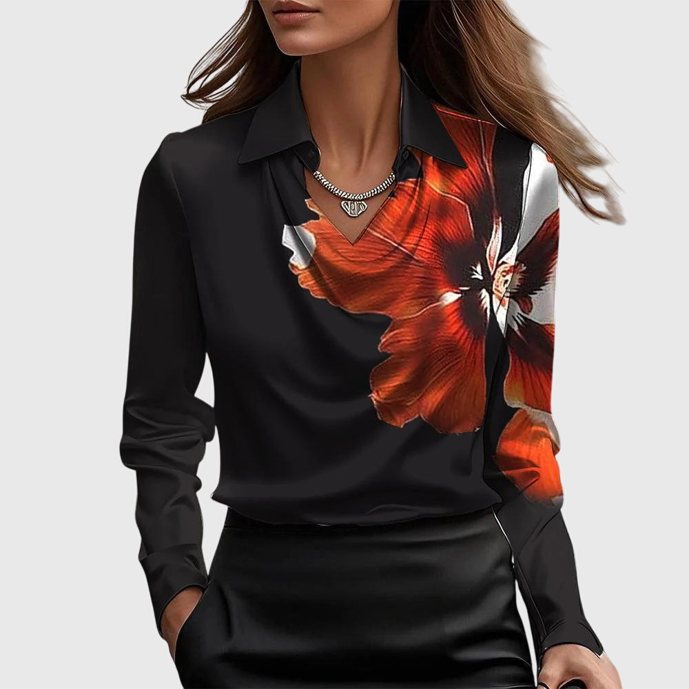 Elegantní dámská halenka s řasením a splývavým střihem z jemné tkaniny pro každodenní nošení
