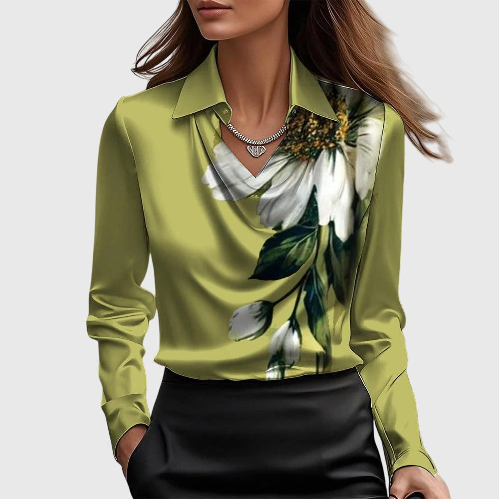 Elegantní dámská halenka s řasením a splývavým střihem z jemné tkaniny pro každodenní nošení