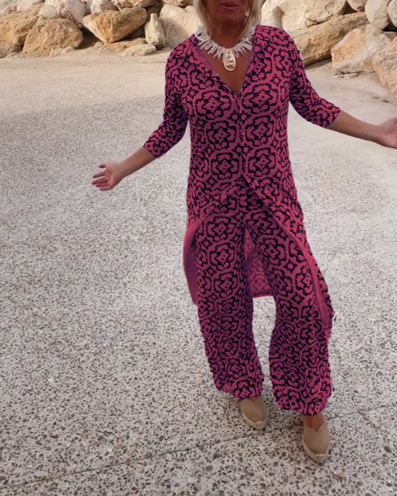 Elegantní dvoudílná souprava s potiskem pro každodenní styl