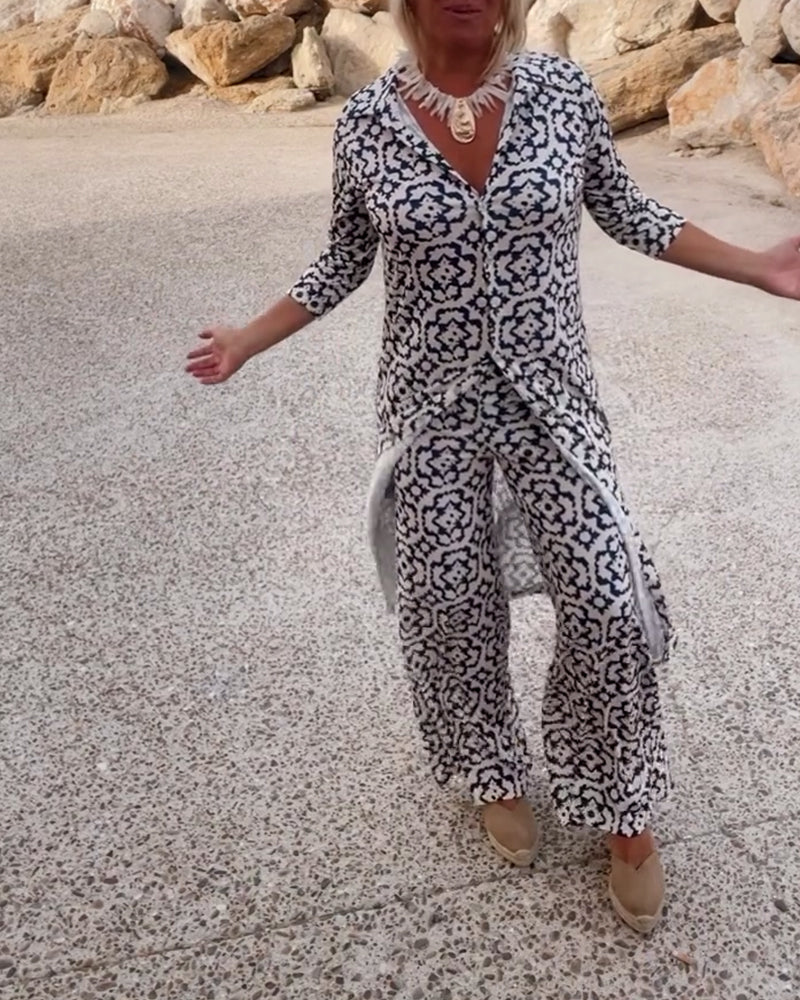 Elegantní dvoudílná souprava s potiskem pro každodenní styl